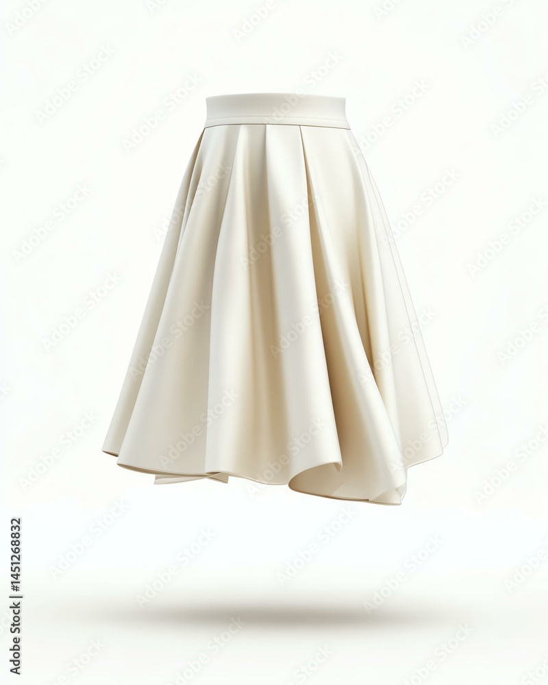 A realistic shot of a blank skirt with a side panel, realistic fabric, clean white background, soft lighting A realistic shot of a blank skirt with a side panel, realistic fabric, clean white background, soft lighting