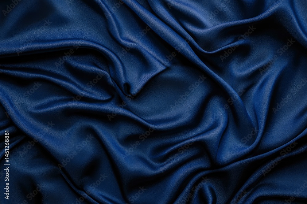 Fototapeta premium Midnight Blue Silk: Draped Fabric, Luxurious Texture, Elegant Mood