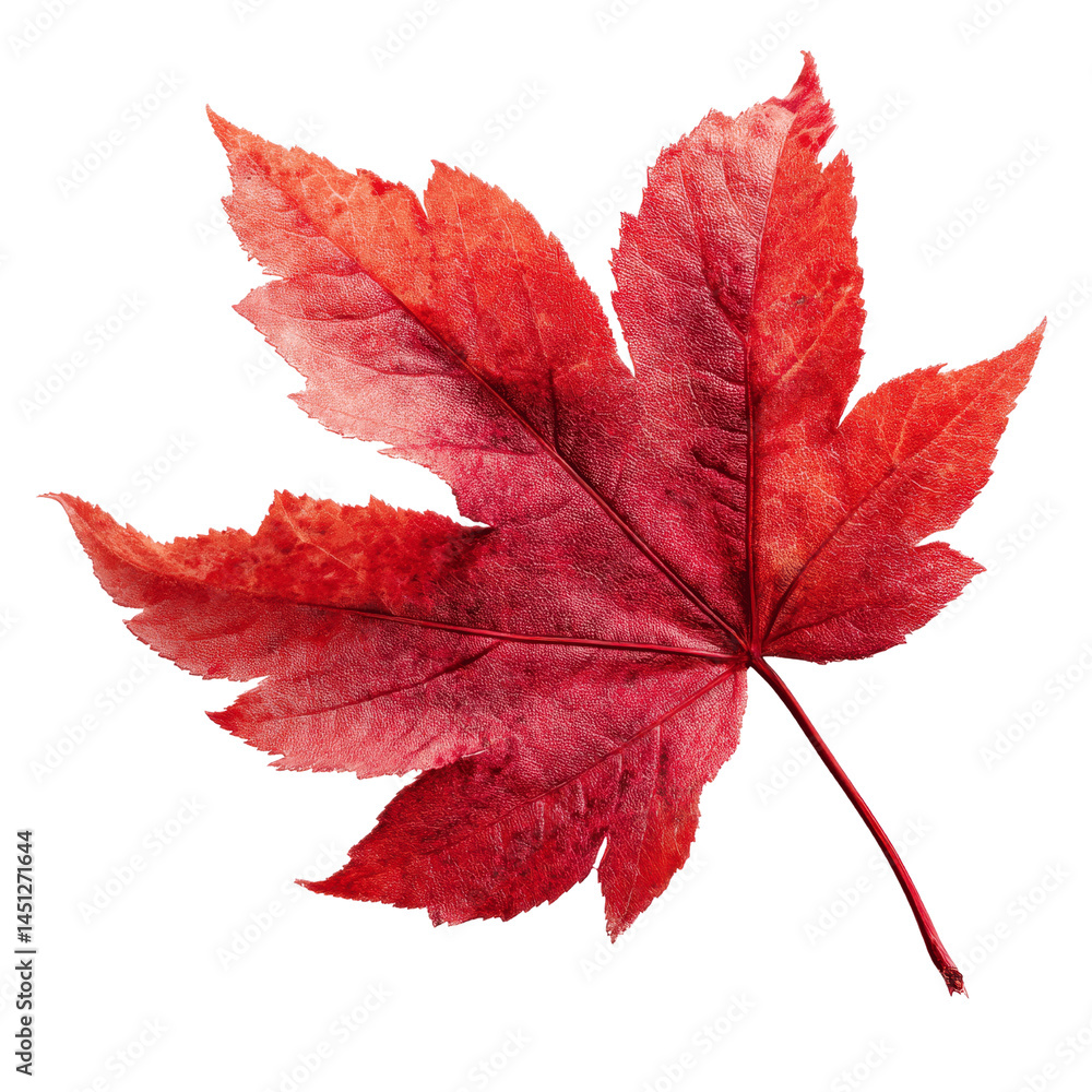 Vivid Red Maple Leaf, Autumn Foliage Close-up Vivid Red Maple Leaf, Autumn Foliage Close-up