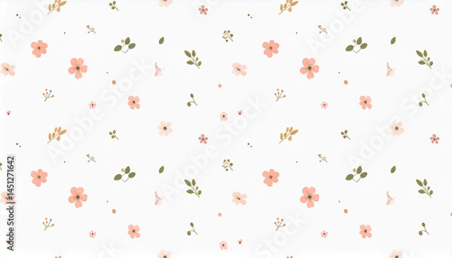 micro floral illustrations with delicate petals and leaves in dusty rose and olive wallpaper