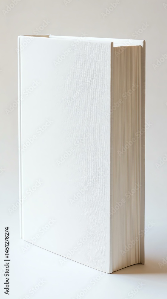 A realistic shot of a blank book cover with a spine, realistic paper, clean white background, soft lighting A realistic shot of a blank book cover with a spine, realistic paper, clean white background, soft lighting
