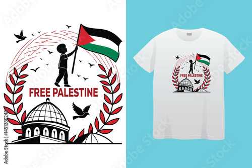 Palestine design vector, Save Palestine illustration for banner, t-shirt, poster, sticker, badges, social media design. Hand-Drawn Lettering Phrase, Calligraphy Graphic Typography.