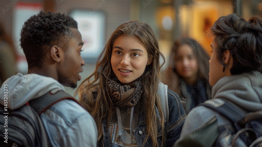 Diverse students engaging in conversation Diverse students engaging in conversation
