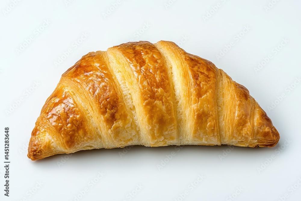Freshly baked golden croissant on a clean white background, perfect for food photography Freshly baked golden croissant on a clean white background, perfect for food photography