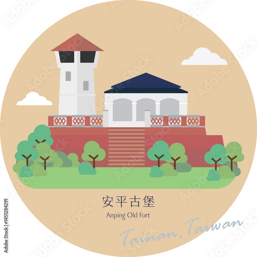 Taiwan Tourist Attractions Minimal Landmarks-Anping Old Fort