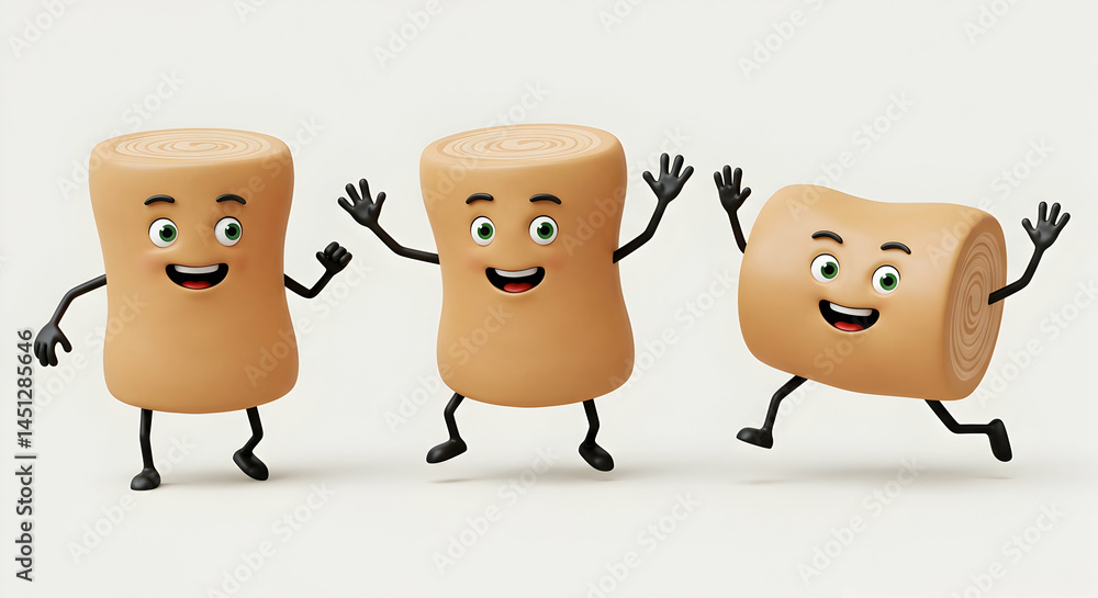 Playful cartoon characters with smiling faces and exaggerated features Playful cartoon characters with smiling faces and exaggerated features
