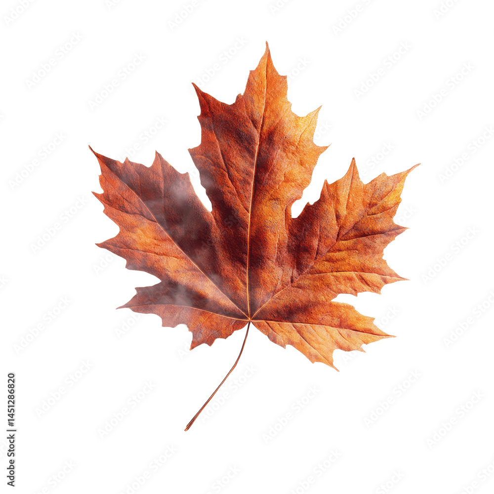 Single Autumn Maple Leaf with Fog Effect Single Autumn Maple Leaf with Fog Effect