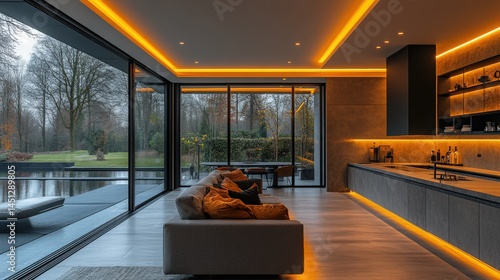 Contemporary residence harmonizing indoor luxury with expansive nature views