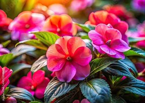 New Guinea Impatiens Flower Photography: Vibrant Blooms & Lush Foliage