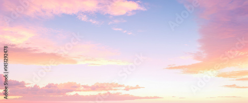 Pastel sky with clouds in shades of pink blue and yellow at sunset. luxurious premium sunset and sunrise photo collection for background
