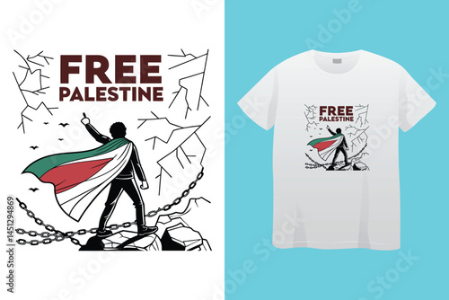 Express your support with this Free Palestine graphic t-shirt design vector illustration.