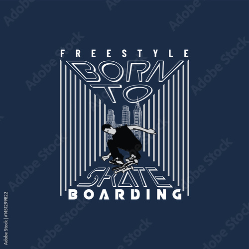 Bold and edgy vector typography design for extreme skateboard sports featuring street-style slogans and motivational words that celebrate freedom, risk-taking, energy, and unstoppable urban spirit.
