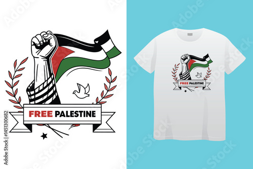 Express your support with this Free Palestine graphic t-shirt design vector illustration.