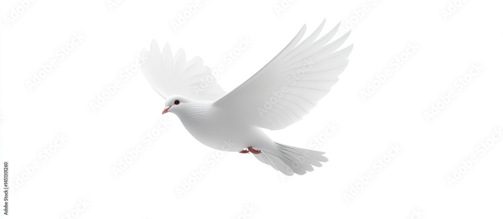 Fototapeta premium majestic white dove soaring in graceful flight, symbol of sereni