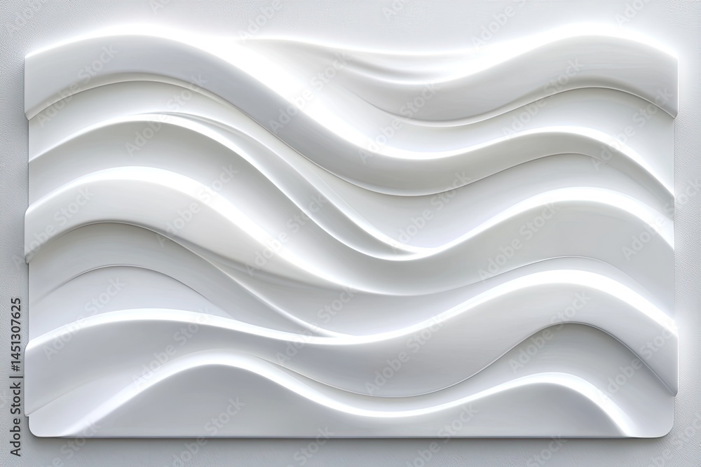 Fototapeta premium White, textured wall panel with wavy, flowing pattern