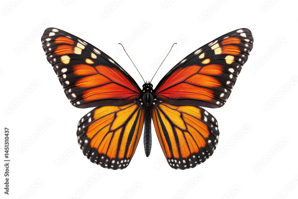 Monarch Butterfly exhibits Wing Pattern, in Beautiful Orange and Black Tone Monarch Butterfly exhibits Wing Pattern, in Beautiful Orange and Black Tone