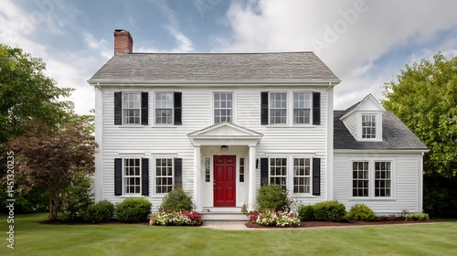 Charming colonial residence showcasing architectural elegance amidst a lush green landscape