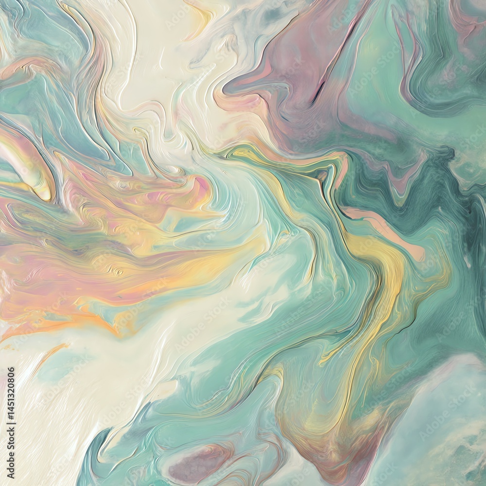 Abstract colorful marble pattern, vibrant swirls on white isolated background