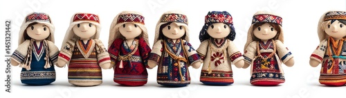 Obraz na płótnie Traditional dolls representing various cultures, white isolate background. w salonie