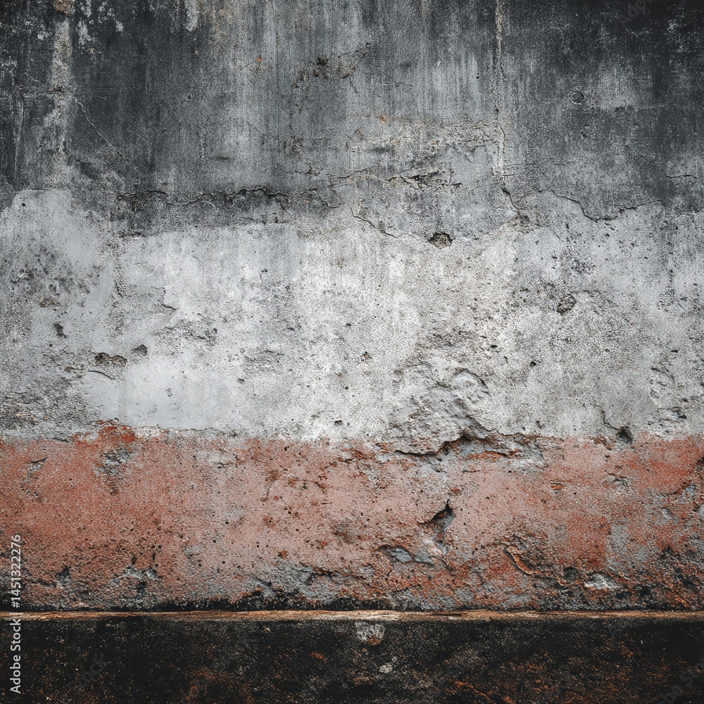 Textured urban wall with peeling paint and age-old patina.