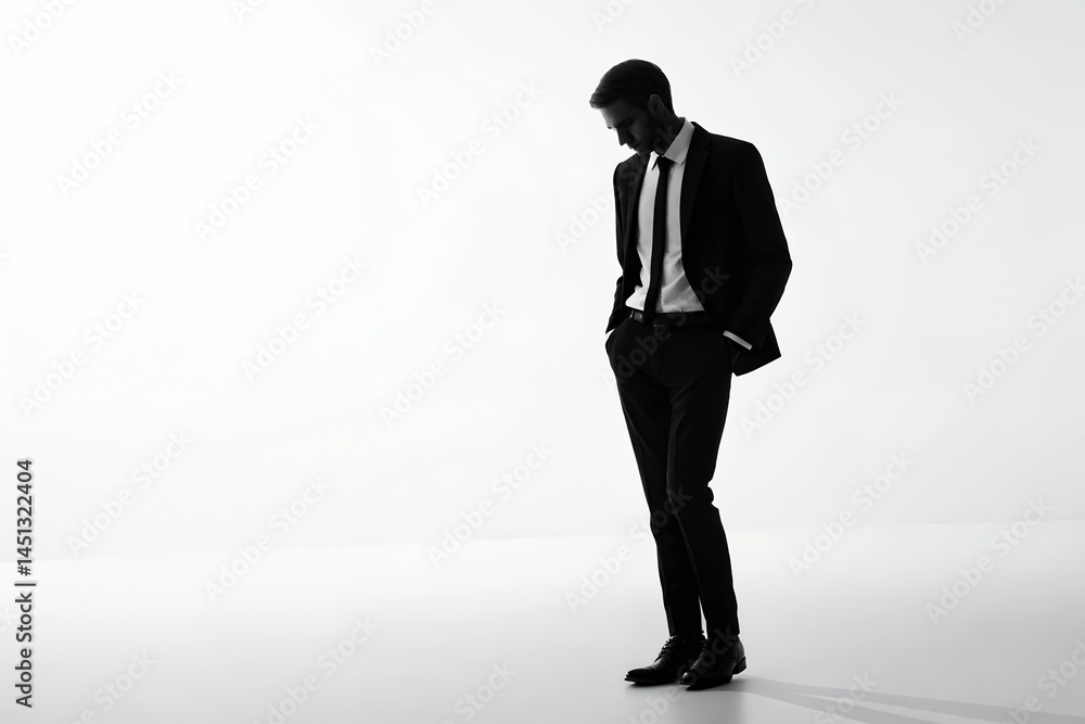 Silhouette of a Man in a Suit Business, Minimalist Photography Silhouette of a Man in a Suit Business, Minimalist Photography