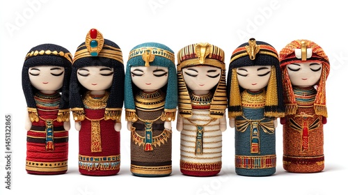 Obraz na płótnie Traditional dolls representing ancient Egyptian queens, colorful, detailed artwork. w salonie