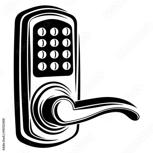 Keypad Door Lock Vector - Electronic Lock, Smart Home Access Control