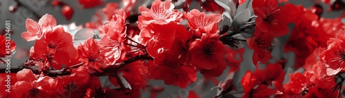 Obraz na płótnie Vibrant red flowers in full bloom against a soft blurred background. w salonie