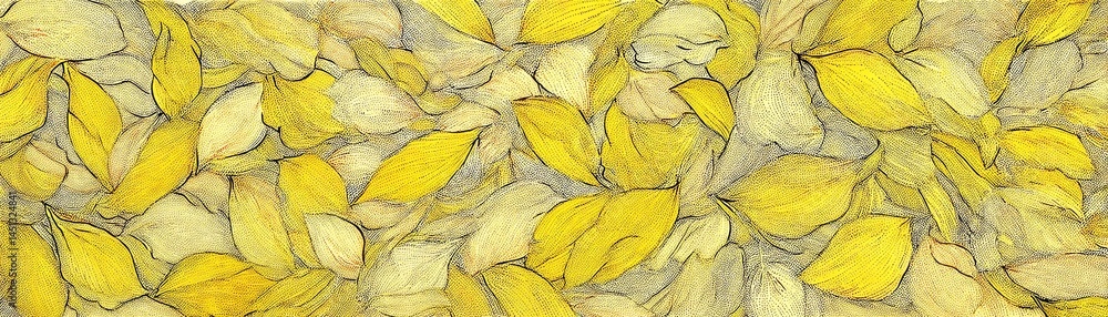 Yellow flower petals scattered on a natural background