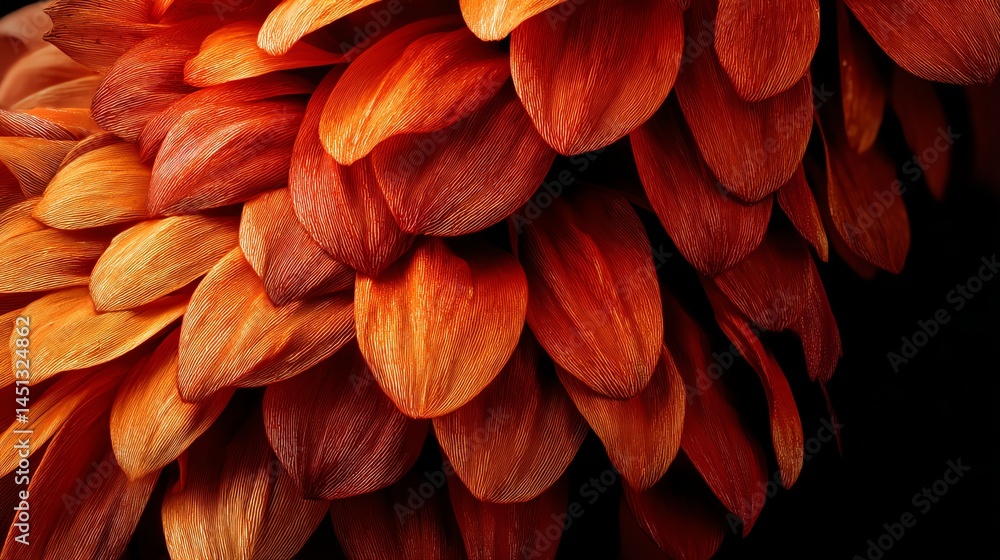 Close-up of vibrant orange and yellow flower petals on a dark background.