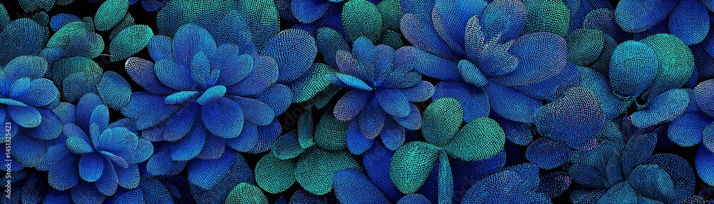 Vibrant blue green succulent leaves on a textured background.