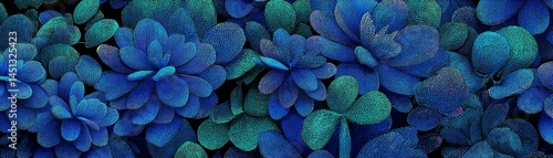 Obraz na płótnie Vibrant blue green succulent leaves on a textured background. w salonie