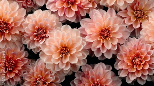 Obraz na płótnie Beautiful pink dahlia flowers arranged delicately on a dark background. w salonie
