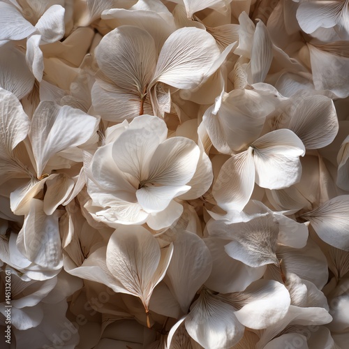 Delicate white flower petals arranged beautifully, showcasing natural elegance.