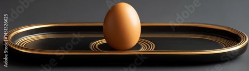 Obraz na płótnie Egg positioned on a stylish tray against a dark background. w salonie