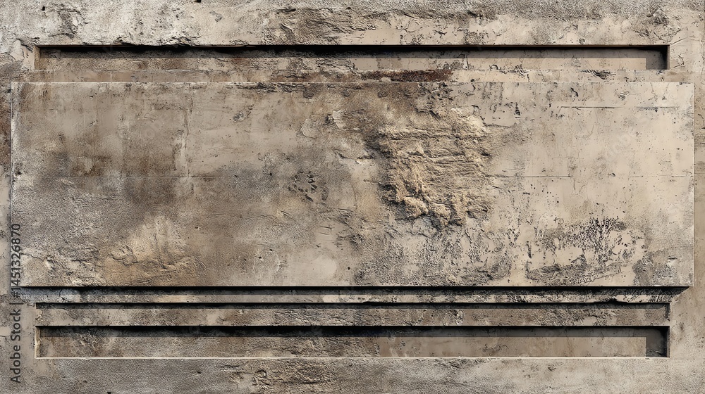 Textured concrete wall with weathered patterns and unique markings, isolated background.