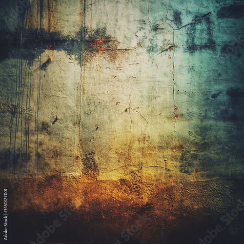 Obraz na płótnie Abstract textured wall with colorful gradient and distressed patterns. w salonie