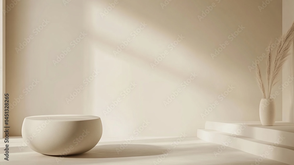Empty beige room, minimalist scene Empty beige room, minimalist scene