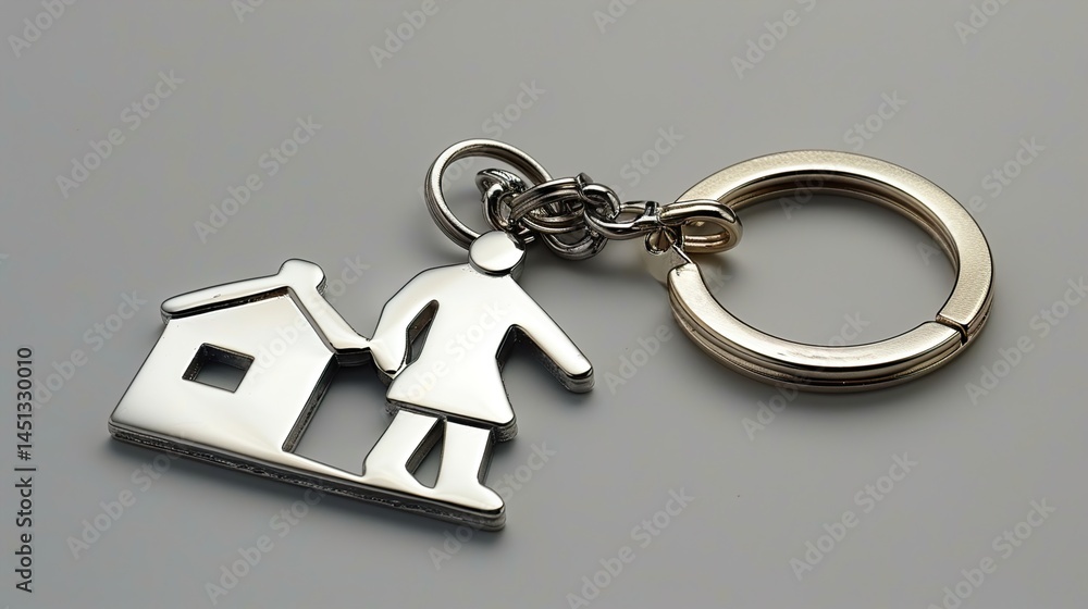 House Keychain, A photorealistic image of a silver house keychain, ideal for showcasing key accessories or home-related products in stock photography HD 8K wallpaper Photographic Image House Keychain, A photorealistic image of a silver house keychain, ideal for showcasing key accessories or home-related products in stock photography HD 8K wallpaper Photographic Image