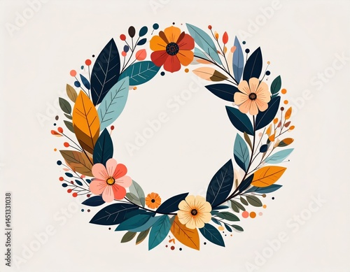 Colorful Floral Wreath Design