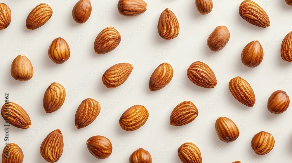 Textured almond nuts background with natural colors and varied shapes Textured almond nuts background with natural colors and varied shapes