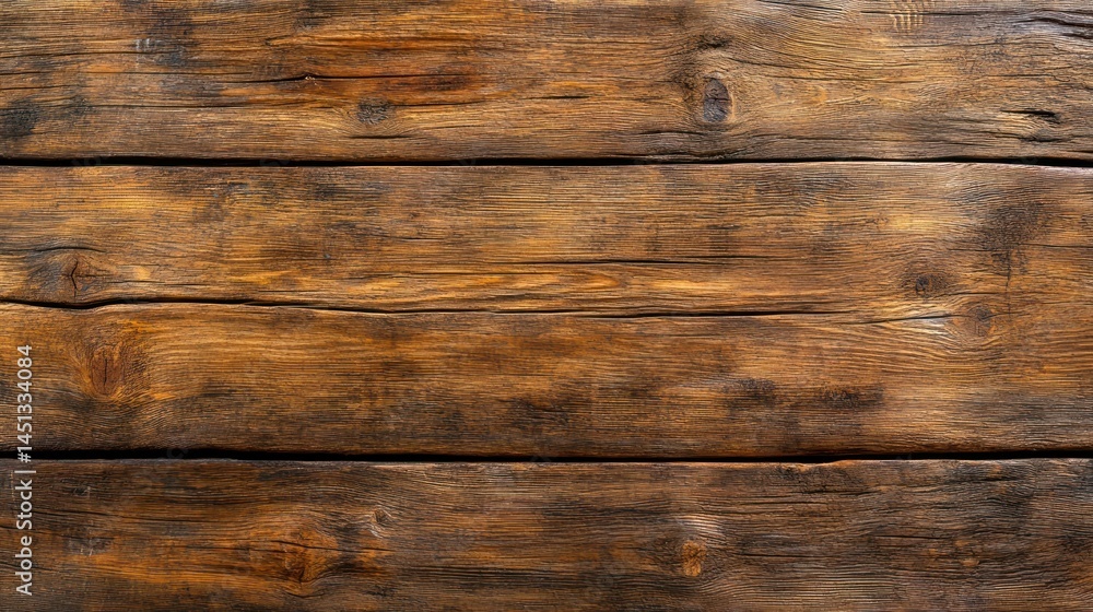 Naklejka premium Rustic Brown Wooden Background Texture: Authentic, Weathered, and Aged Wooden Planks