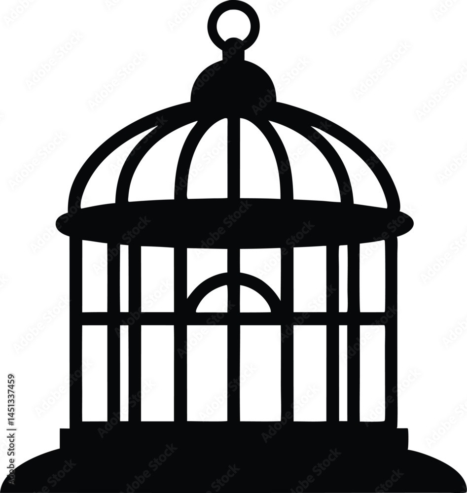 empty bird cage silhouette vector, bird cage icon vector illustration empty bird cage silhouette vector, bird cage icon vector illustration