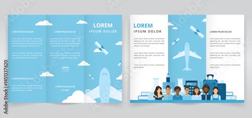 Trifold brochure, pamphlet or triptych leaflet template for promoting study abroad programs or student exchange programs