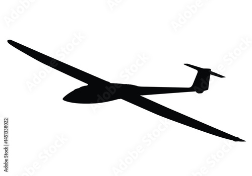 Glider silhouette. This image shows a glider aircraft in silhouette form, highlighting its sleek and aerodynamic design. Vector clipart illustration design.