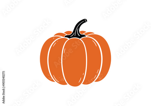 Orange pumpkin silhouette. This image shows an orange pumpkin with a black stem, featuring a simple and clean design. Vector clipart illustration design.