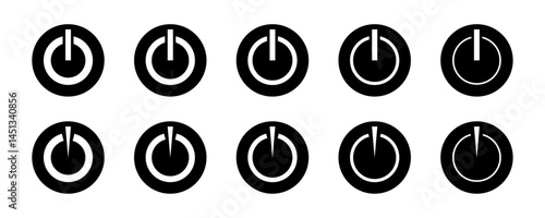 on-off toggles switch buttons vector set illustration. Isolated On Off switcher icons. Modern web and mobile app switch power button interface elements. Setting toggle icon design.
