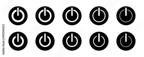 on-off toggles switch buttons vector set illustration. Isolated On Off switcher icons. Modern web and mobile app switch power button interface elements. Setting toggle icon design.
