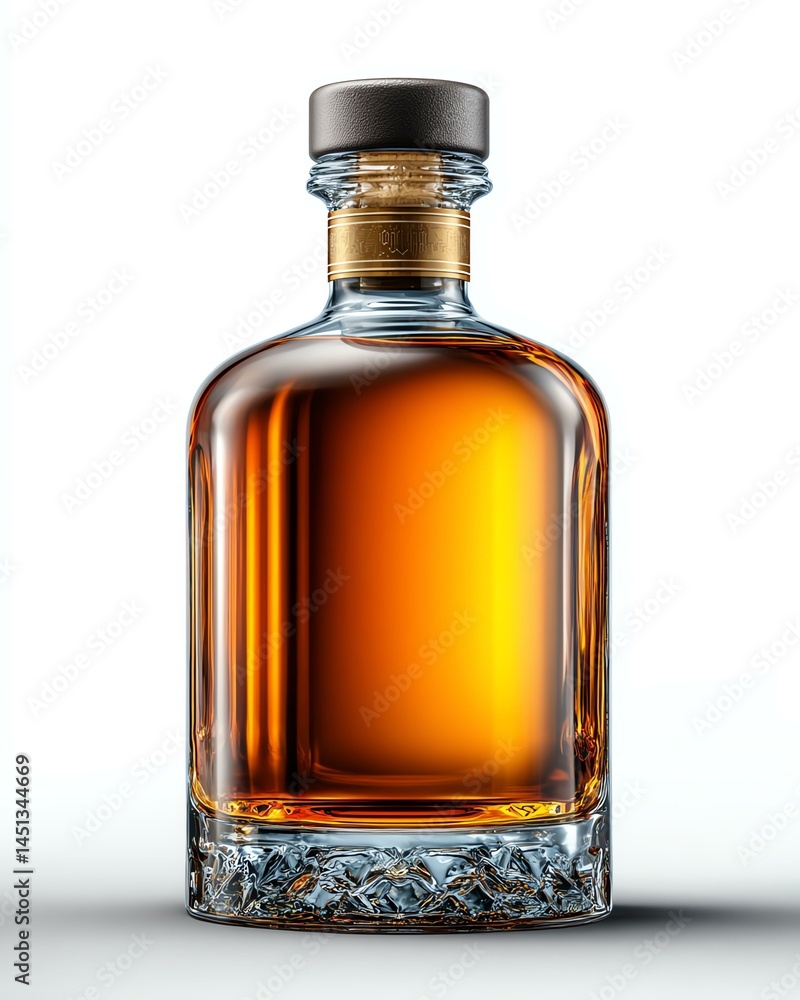 background spirits liqour isolated in white Elegant glass whiskey bottle filled with rich amber liquor, showcasing premium craftsmanship and sophisticated design. background spirits liqour isolated in white Elegant glass whiskey bottle filled with rich amber liquor, showcasing premium craftsmanship and sophisticated design.