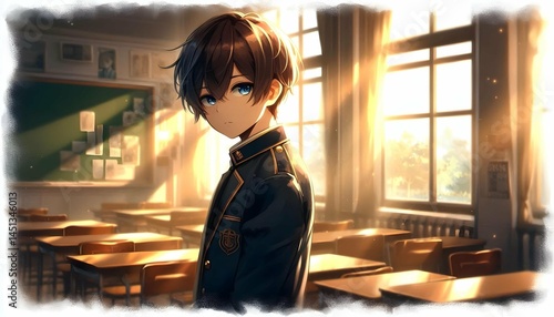 Anime boy in school uniform